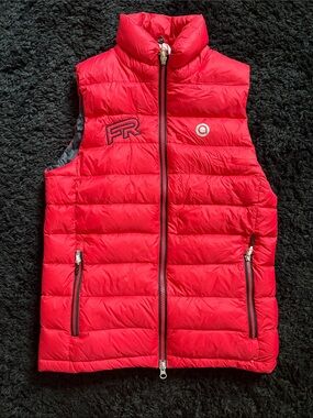 Children's Red Quilted Puffer Vest with Logo Detail